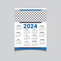 minimal einfach bevorstehende 2024 eine Seite Mauer Kalender Design Vektor Vorlage, Mauer Kalender Design 2024-Jahr, einer Seite Kalender Design