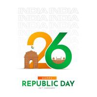75:e indisk republik dag, 26 januari firande social media posta, webb benner, status lyckönskningar vektor