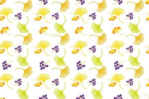 Illustration, abstrakt Ginkgo biloba Blätter mit Obst Hintergrund. vektor