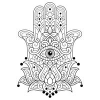 Hamsa Hand gezeichnet für Erwachsene Malbuch vektor