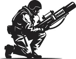 Raketenpräzision schwarz Vektor Soldat Symbol Schlachtfeldstart Rakete Soldat Logo
