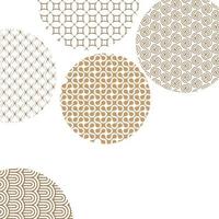 gyllene cirklar med geometriska mönster på vitt med klippmask vektor