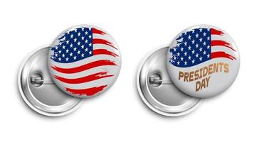 Set Happy Presidents Day Buttons, Abzeichen, Banner mit Grunge-Flagge usa vektor