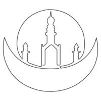 kontinuerlig ett linje konst teckning av masajid islamic prydnad skiss översikt konst vektor illustration.