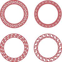 Chinesisch Kreis Rahmen Elemente. isoliert auf Weiß Hintergrund. Vektor Illustration einstellen