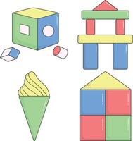 Kinder- Spielzeuge Sammlung. Karikatur Stil vektor