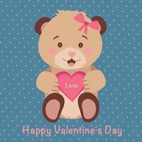 süß Teddy Bär halten ein Herz im es ist Pfoten. Zeichnung zum Valentinstag Tag, Teddy Bär tag.vektor Illustration. vektor