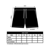 kort byxor storlek Diagram, svettas shorts mode platt mall, sportkläder unisex- Diagram storlek vektor