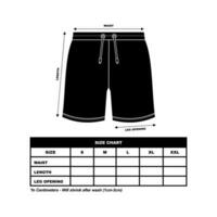 kurz Hose Größe Diagramm, Schweiß kurze Hose Mode eben Vorlage, Sportbekleidung unisex Diagramm Größe vektor