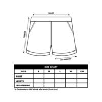 kort byxor storlek Diagram, svettas shorts mode platt mall, sportkläder unisex- Diagram storlek vektor