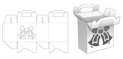 gewellte Griffbox mit weihnachtlicher Glockenformfenster-Stanzschablone vektor