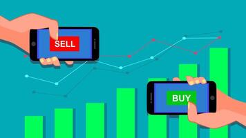 köpa och sälja över de stock marknadsföra Diagram vektor