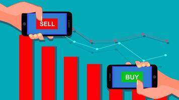 köpa och sälja över de stock marknadsföra Diagram vektor