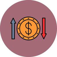 Geld Transfer Linie gefüllt Mehrfarben Kreis Symbol vektor