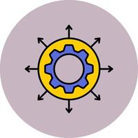 expansion linje fylld flerfärgad cirkel ikon vektor
