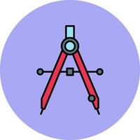 teckning kompass linje fylld flerfärgad cirkel ikon vektor
