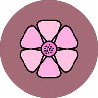hibiskus linje fylld flerfärgad cirkel ikon vektor