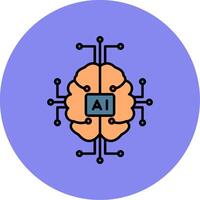 künstlich Intelligenz Linie gefüllt Mehrfarben Kreis Symbol vektor