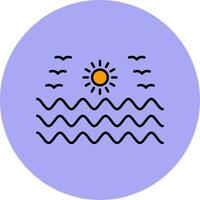 Meer Wasser Linie gefüllt Mehrfarben Kreis Symbol vektor