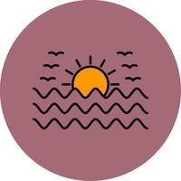 solnedgång linje fylld flerfärgad cirkel ikon vektor