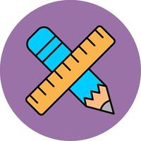 Bleistift und Lineal Linie gefüllt Mehrfarben Kreis Symbol vektor