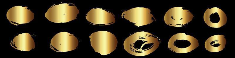 gyllene borstcirklar svart, bra design för alla ändamål. rund logotyp. grunge konsistens. vektor