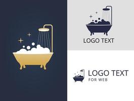 lyx logotyp bad och dusch. gyllene ikon mall med text vektor