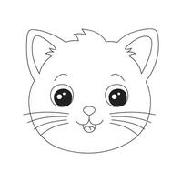 bezaubernd Karikatur Katze Kopf zum Färbung Buchseite. Hand gezeichnet Vektor konturiert schwarz und Weiß Illustration.
