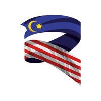 krullad malaysia flagga vektor