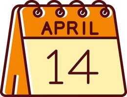 14:e av april fylld halkade retro ikon vektor