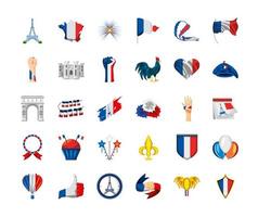 franska ikoner set vektor