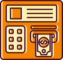 Geldautomat Maschine gefüllt ausgerutscht retro Symbol vektor