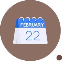 22 av februari lång cirkel ikon vektor