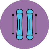Skifahren Linie gefüllt Mehrfarben Kreis Symbol vektor