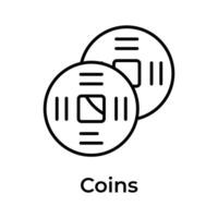 gammal kinesisk gammal guld mynt vektor design för din webbplatser, mobil appar och presentation