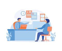 Job Interview. Std Manager. Büro arbeiten. Std Manager und Kandidat. eben Vektor modern Illustration