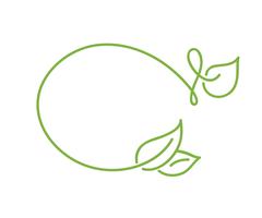 Grön monolin kalligrafi logotyp av grönt blad ekologi vektor element. Divider eller hörn design för bröllop och Alla hjärtans dag, födelsedag hälsningskort och web, eko vegan ikon