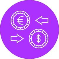 valuta utbyta linje multicirkel ikon vektor