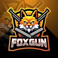 fox gun esport maskot logotyp design vektor