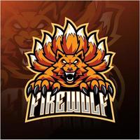 Feuerwolf-Esport-Maskottchen-Logo-Design vektor