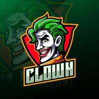 Clown-Esport-Maskottchen-Logo-Design vektor