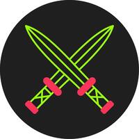 zwei Schwerter Glyphe Kreis Symbol vektor
