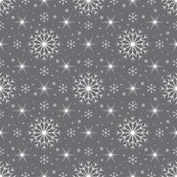 seamless mönster med vita snöflingor och stjärnor på grå bakgrund. festlig vinter traditionell dekoration för nyår, jul, helgdagar och design. prydnad av enkel linje vektor