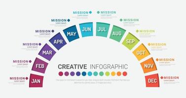 infografiska element halvcirkeldesign för alla månadsplanerare. vektor