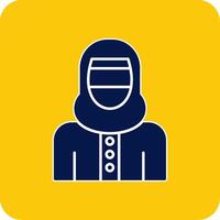 kvinna med niqaab glyf fyrkant två Färg ikon vektor