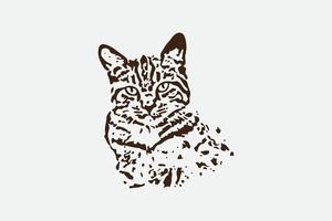 Katzenkopf mit einer kreativen, abstrakten, handgezeichneten Aquarellillustration vektor
