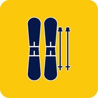 Ski Glyphe Platz zwei Farbe Symbol vektor
