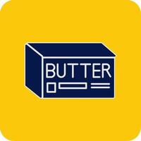 Butter Glyphe Platz zwei Farbe Symbol vektor
