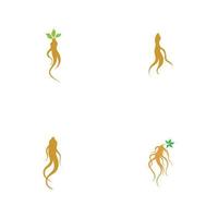 uppsättning av ginseng logotyp illustration designmall vektor