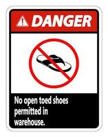 Gefahr keine offenen Schuhe auf weißem Hintergrund vektor